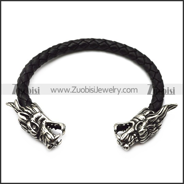 black real leather dragon bangle b007070