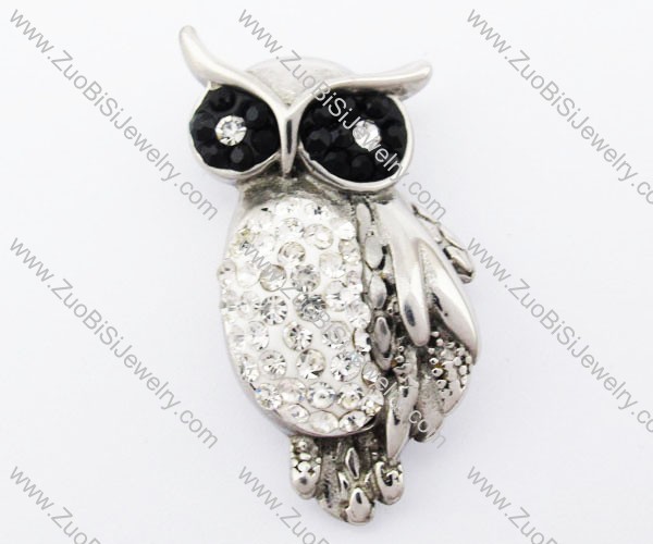 Stainless Steel a Bird of Minerva Pendant with Clear Fake Brilliant - JP420024