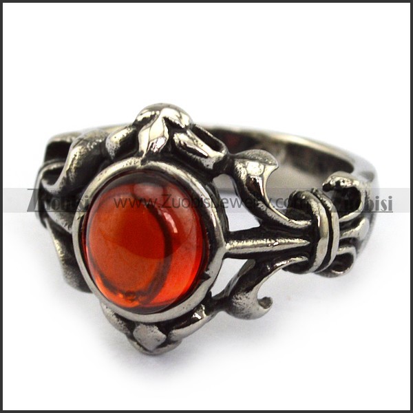 Top Quality Red Stone Ring with Punk Style -JR350002