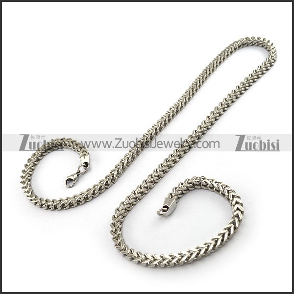 6mm Wide Silver Color Stainless Steel Foxtail Chain w Cut Edge n001469