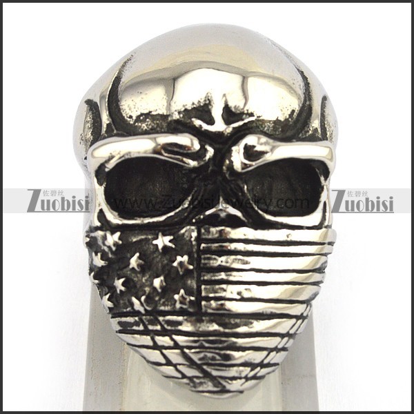 American Flag Skull Ring r003432