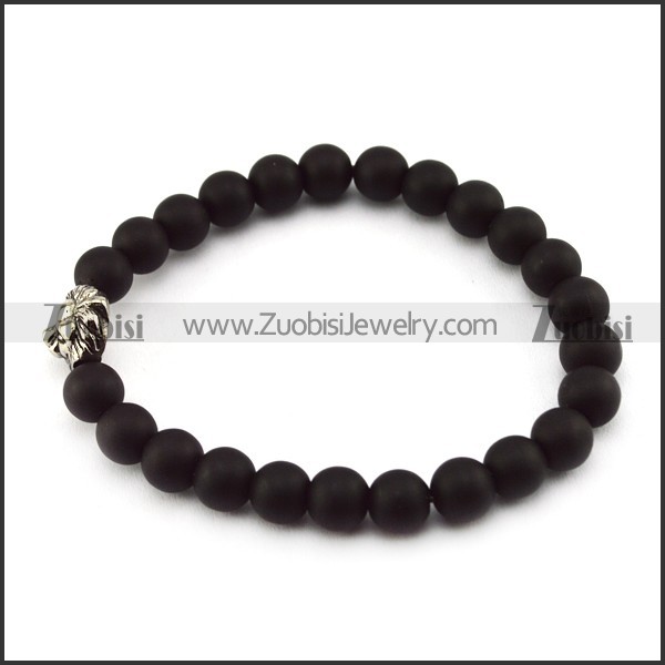 24 Black Beads with 8mm Diameter and 1 SS Metal Leo Bead b005944