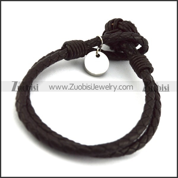black women leather closure bracelet with 316l round engraved tag b006331