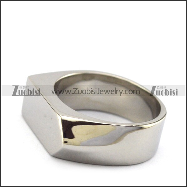 silver white stainless steel blank signet ring r004694