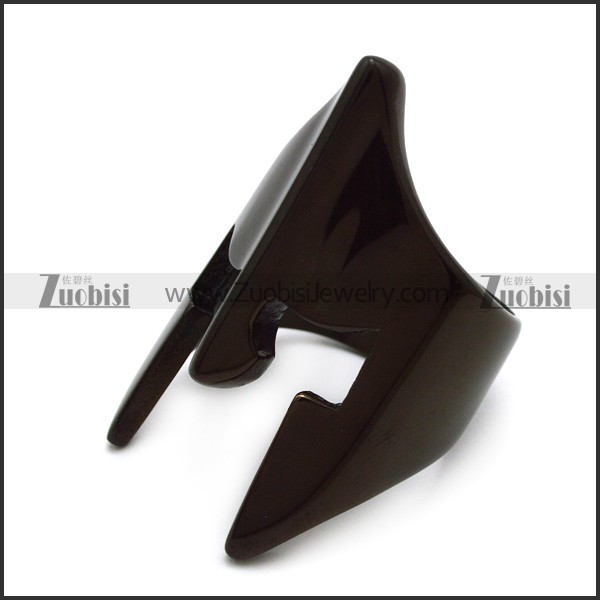 black spartan warrior helmet ring in stainless steel r005201