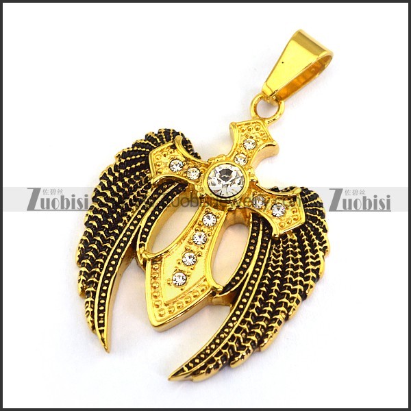 Antique Gold Flying Wing Cross Pendant p003281