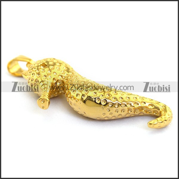Gold Plating Steel Hippocampus Pendant p003351