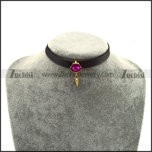 Rhinestone Gold Plating Alloy Pendant Choker Necklace jn920037