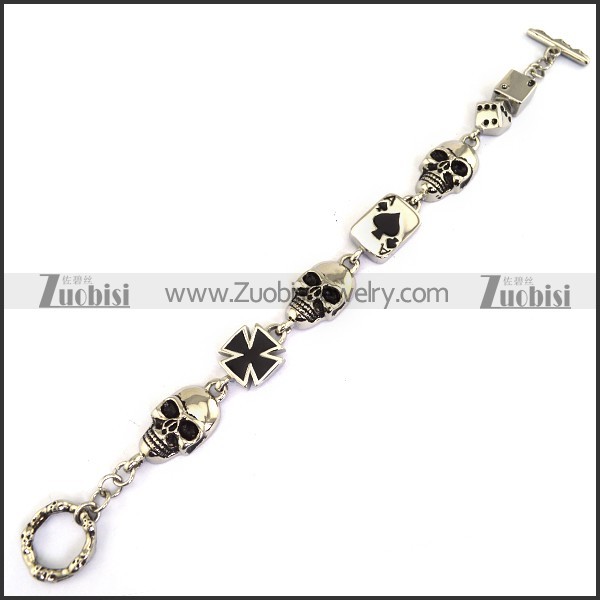 Stainless Steel Skull Bracelet - b000260