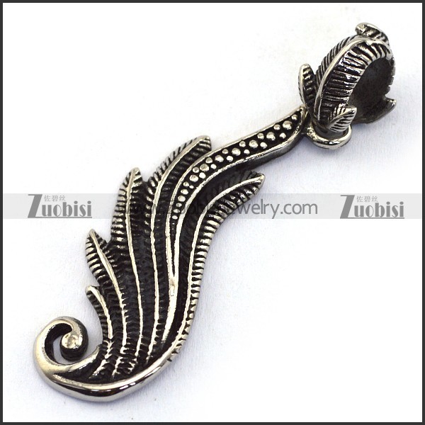 Elegant Stainless Steel Feather Pendant p003429