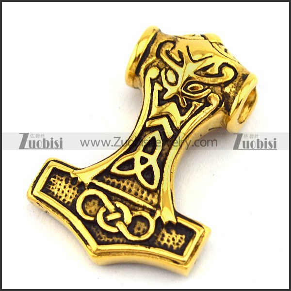 Vintage Gold Hammer Pendant p003067