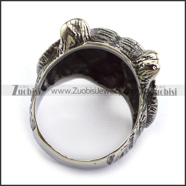 Retro Stainless Steel Casting Tiger Ring r003815