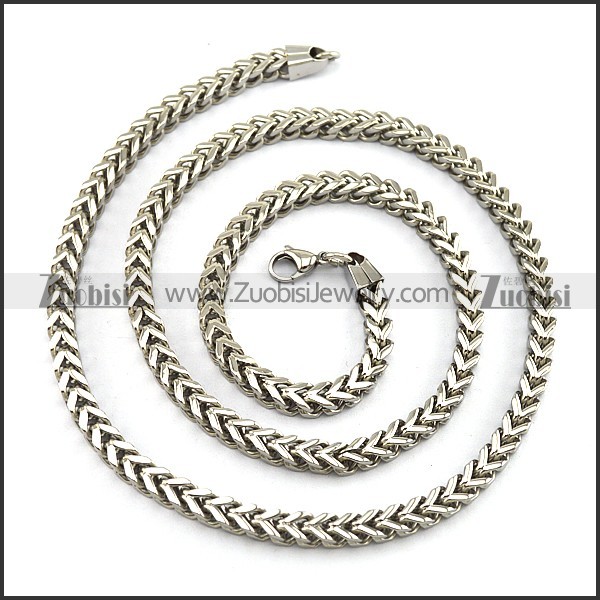 6mm Wide Silver Color Stainless Steel Foxtail Chain w Cut Edge n001469