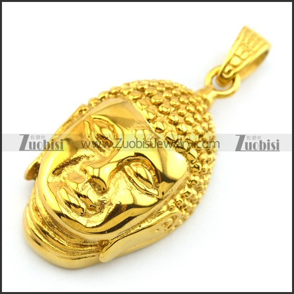 Shiny Gold Steel Buddha Pendant p004939