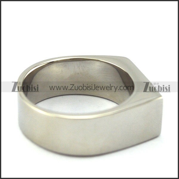 silver white stainless steel blank signet ring r004694