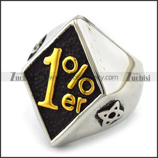 1 Percent ER in Gold Biker Ring r003396