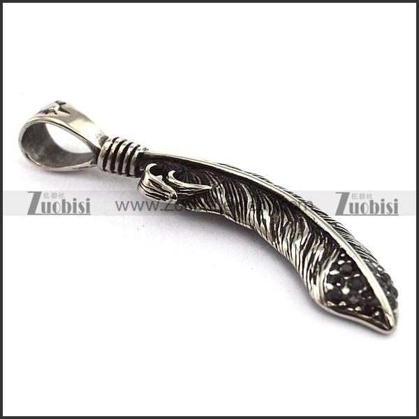 Cube Stainless Steel Feather Charm for Ladies Jewelry p003715