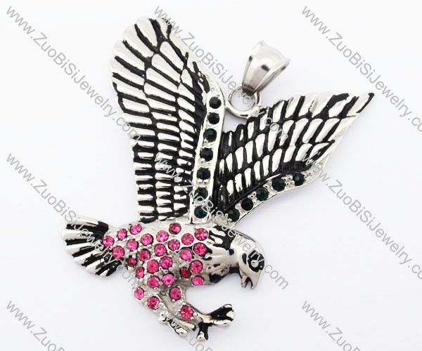 Stainless Steel a bird of Jove Pendant in Dark Pink Rhinestone - JP420008