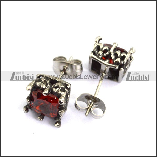Clear Ruby Zircon Stud Earring e001245