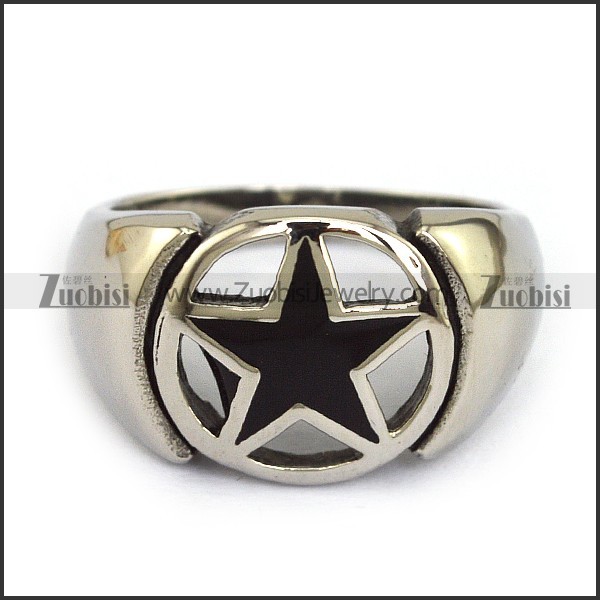 Hollow Black Star Ring r001919