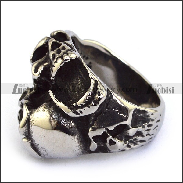 vintage two-headed skull ring r001586