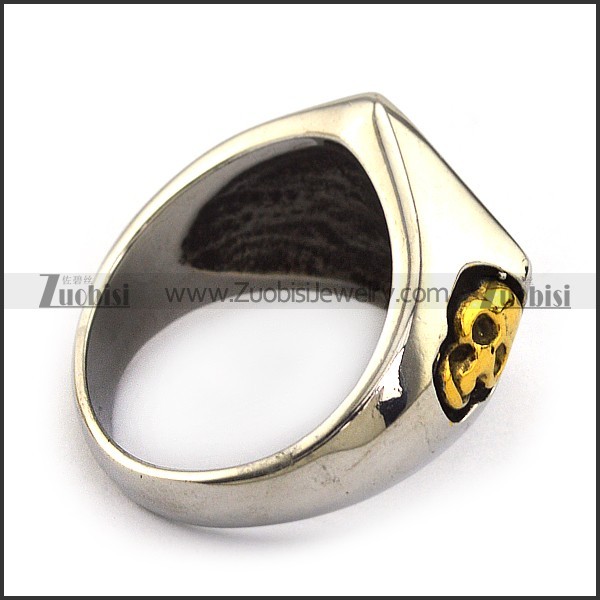 gold 13 and skull ring for bikers JR500002