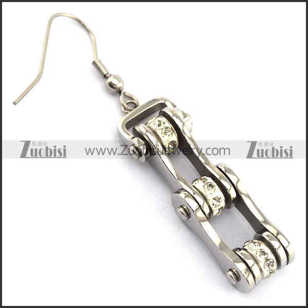 Silver Stainless Steel Crystal Biker Earrings e001160