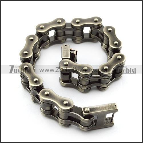 Gun Metal Stainless Steel Bike Chain Bracelet in 16mm Wide b005861