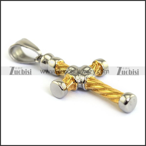 Yellow Gold Stainless Steel Cross Pendant p002812