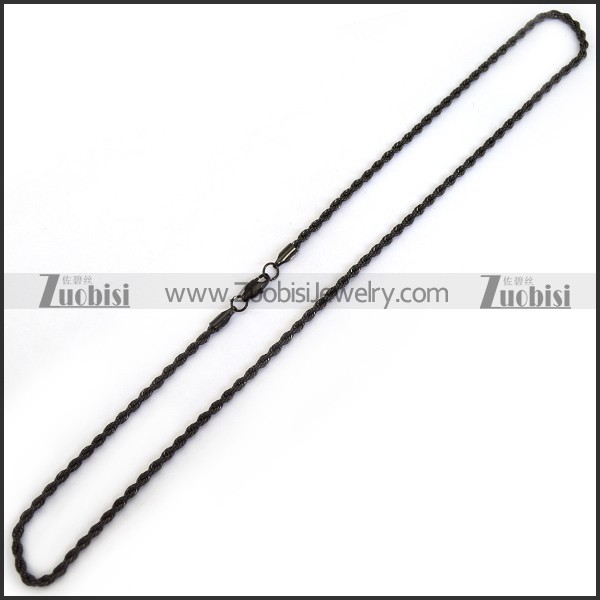 3mm Wide 20.4 Inch Black Twisted Rope Chain n001400