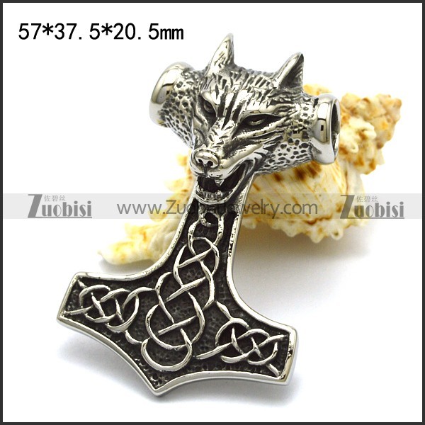 57MM Mid Viking Wolf Pendant p006261