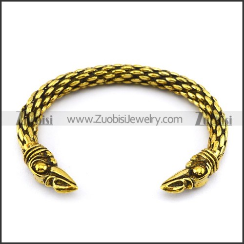 antique gold plated brass raven bangle b005504