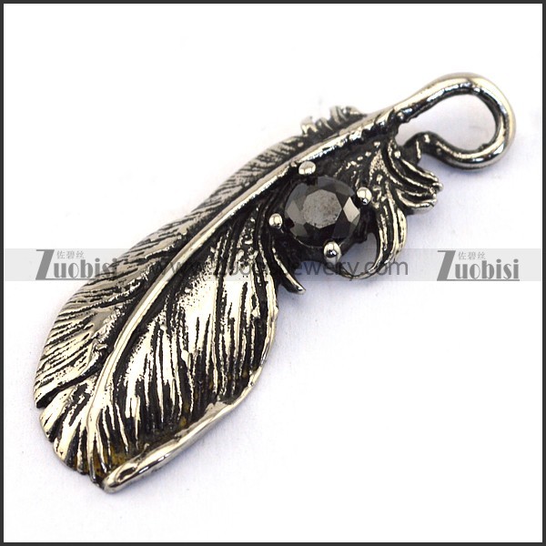 Retro Stainless Steel Feather Charm p003477