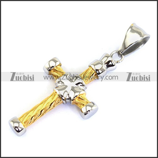 Yellow Gold Stainless Steel Cross Pendant p002812