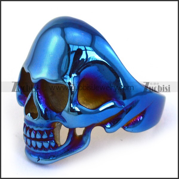 Blue Plated Skull Ring r003685