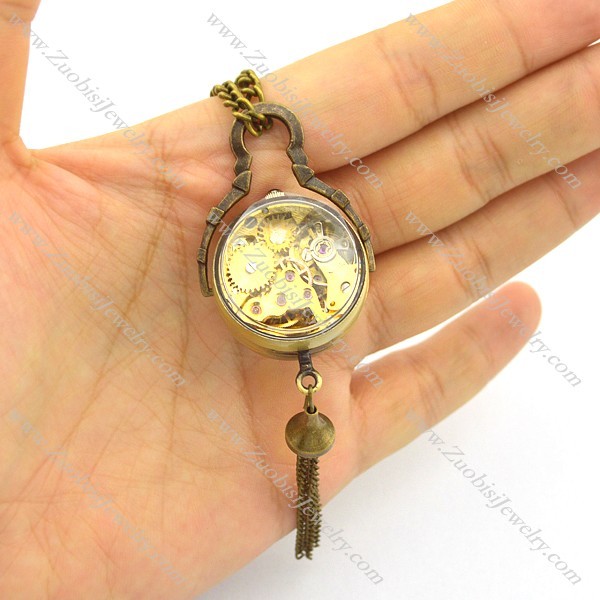 Small Steampunk 3D Glass Ball Transparent Mechanical Pocket Watch Chain pw000417