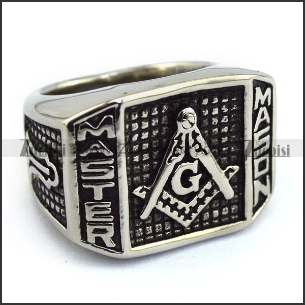 Silver Steel Masonic Ring r003609