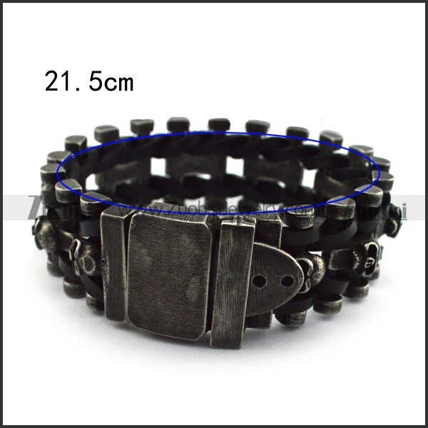Antique Stainless Steel Leather Bracelet with Adjustable Buckle 3 Length b004325