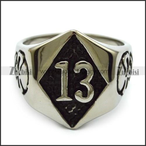 Vintage Punk Stainless Steel Lucky Number 13 Skull Head Ring r005214