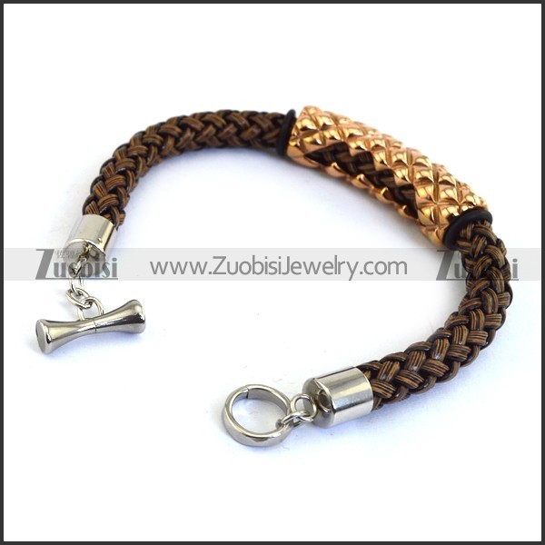 braided leather bracelet with OT buckle b001862