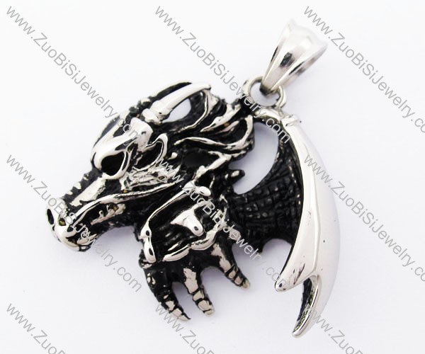 Antique Black Stainless Steel Wolf Pendant - JP420041