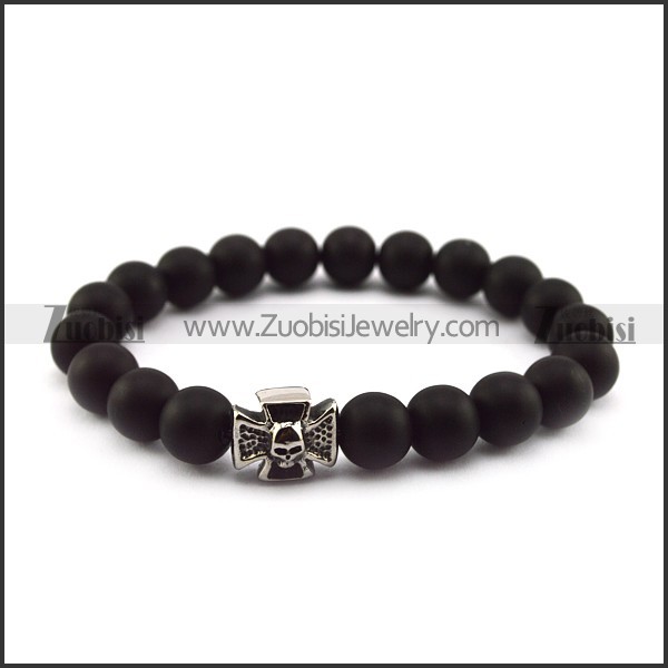 20 Black Beads with 10mm Diameter and One SS Metal Cross Bead b005949