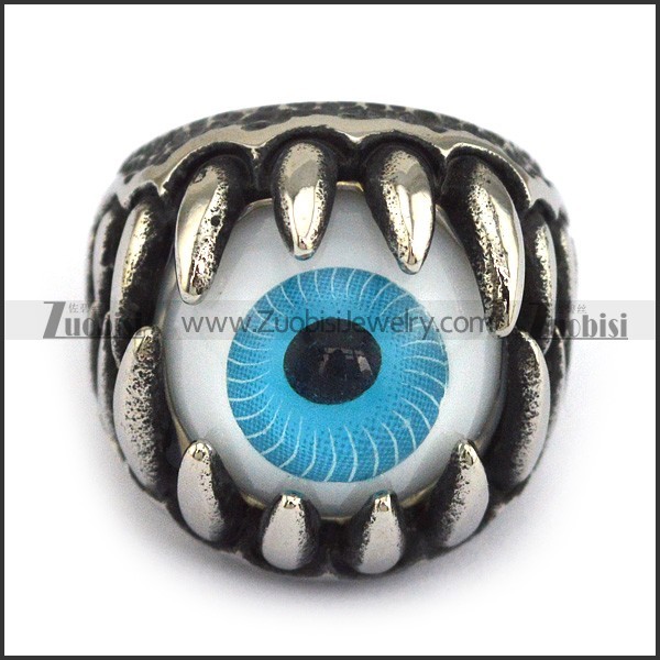 Huge Blue Eye Ball Ring in Stainless Steel for Motorcycle Bikers -r000734
