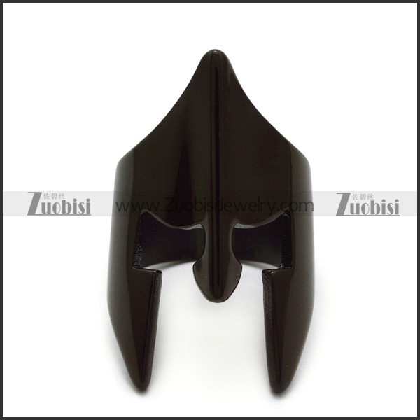 black spartan warrior helmet ring in stainless steel r005201