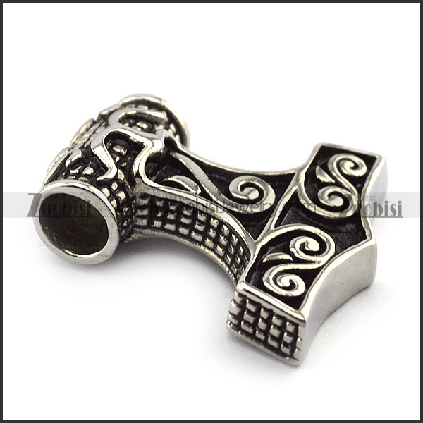 Antique Stainless Steel Thor Hammer Pendant p004898