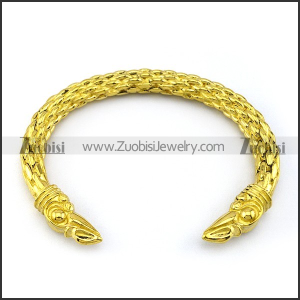 shiny yellow gold plating brass raven bangle b005503