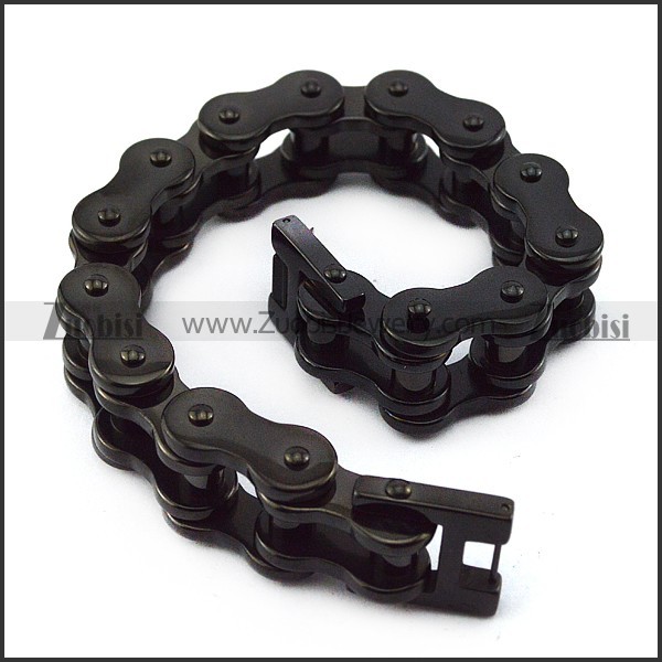 20MM Wide Black Stainless Steel Motorcycle Chain Bracelet b005409