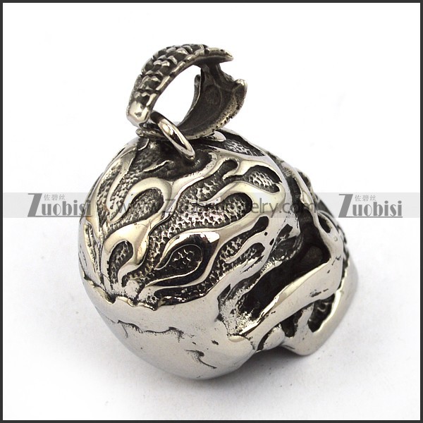 good quality 3D Solid Stainless Steel Big Skull Pendant for Motorcycle Bikers - p000586