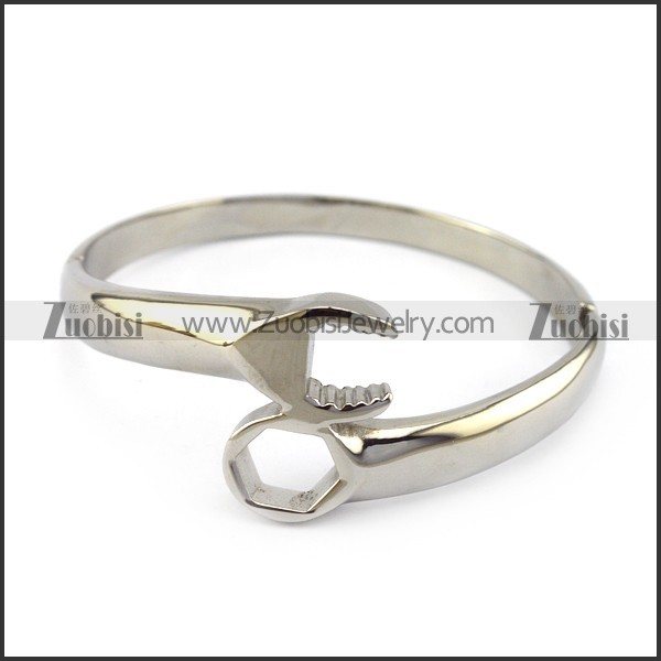 Silver Stainless Steel Wrench Bangle b005960