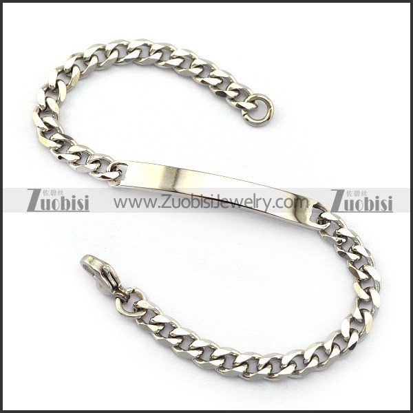 High Polishing ID Tag Stainless Steel Bracelet b005826
